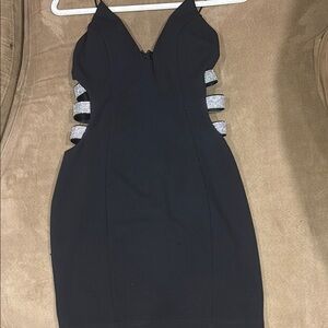 Elegant Black Dress with Silver Accents